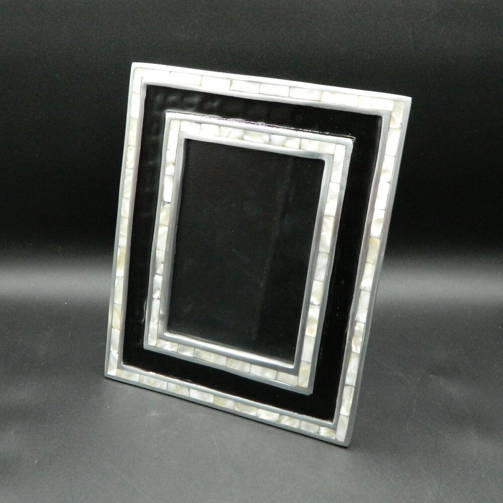 Julia Knight Silver & Black Frame with Mother of Pearl Inlay for 5" x 7" photo